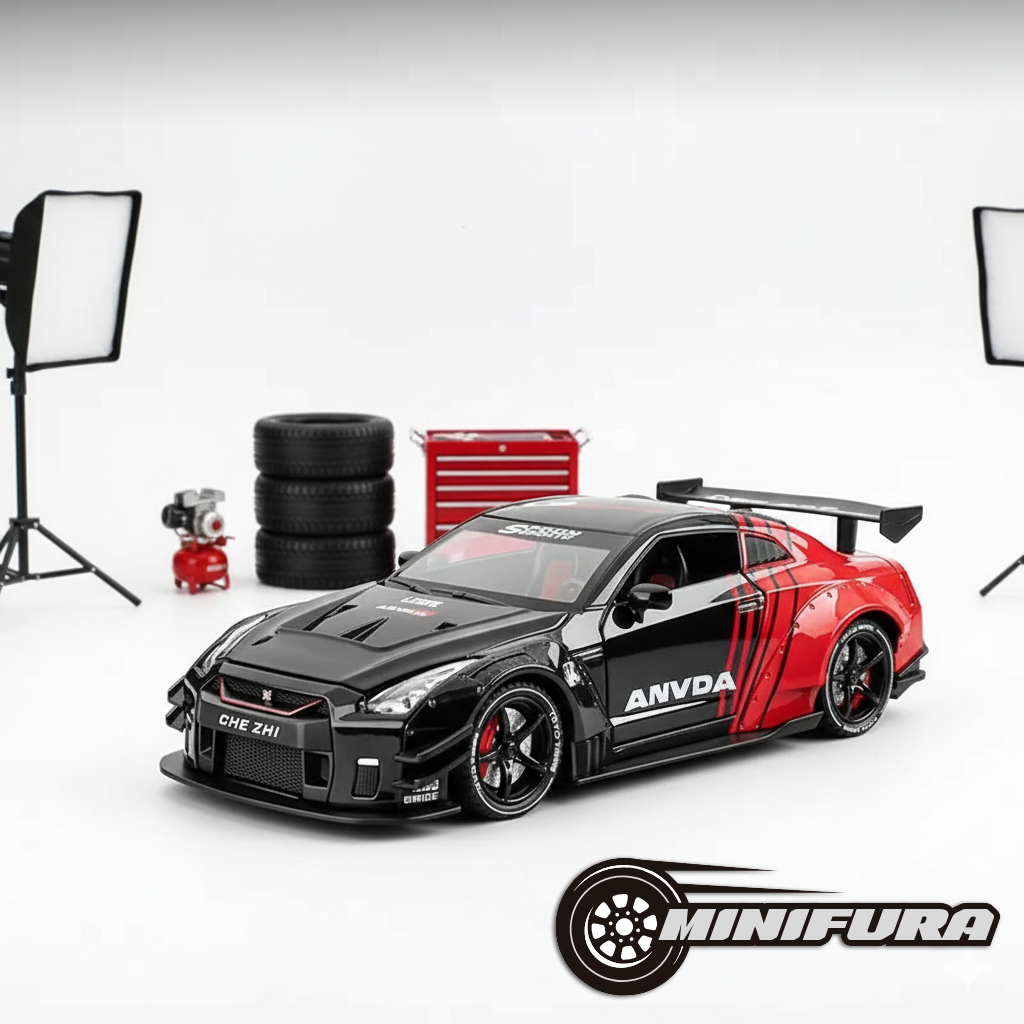 Nissan GT-R 1:24 z Efektem Dymu i LED – Otwierane Elementy Karoserii