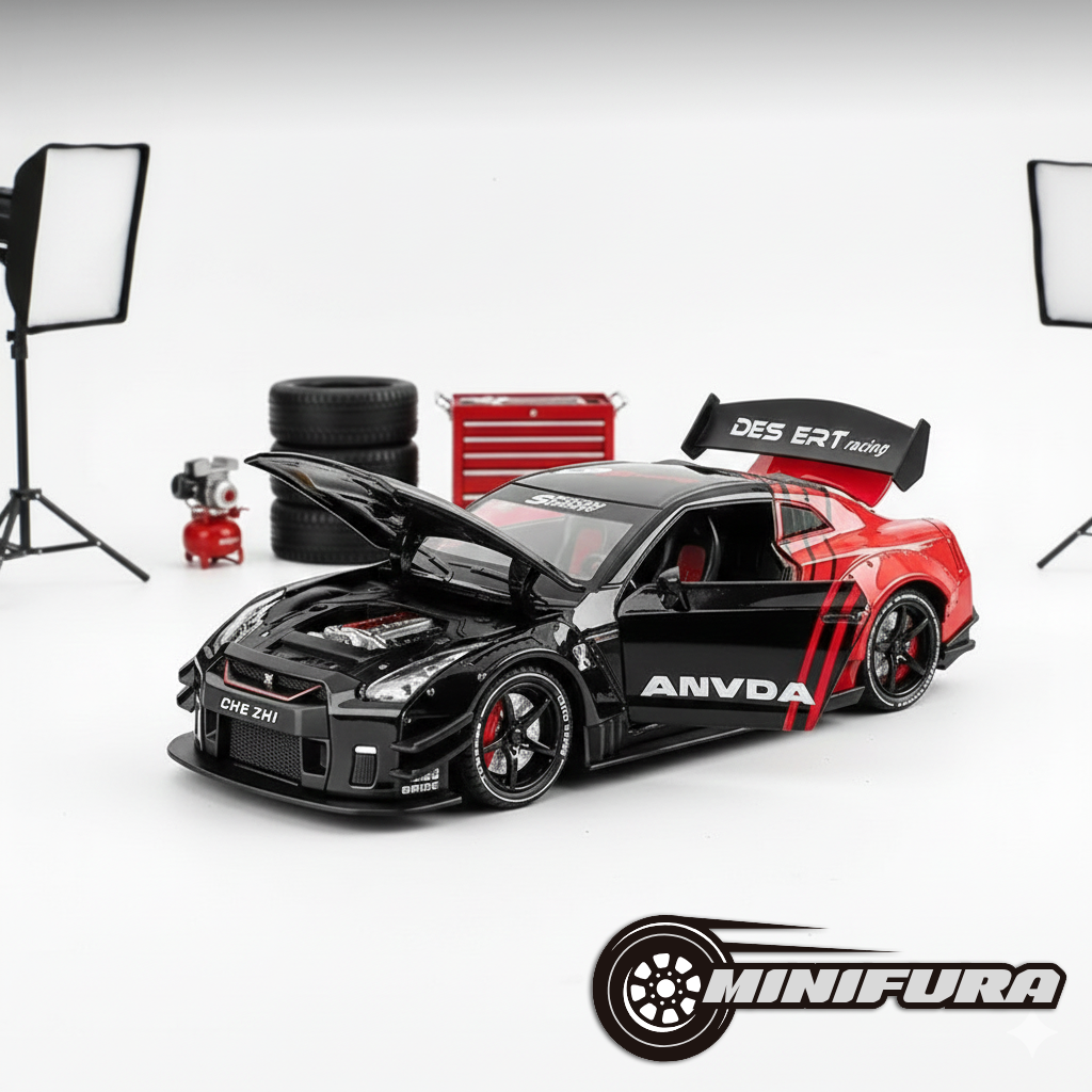 Nissan GT-R 1:24 z Efektem Dymu i LED – Otwierane Elementy Karoserii