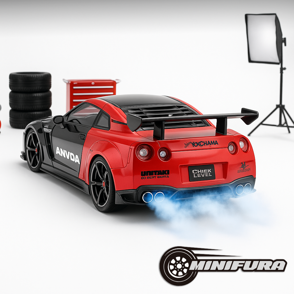 Nissan GT-R 1:24 z Efektem Dymu i LED – Otwierane Elementy Karoserii